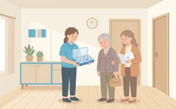 服薬管理を任せられる老人ホームの選び方を表すイラスト