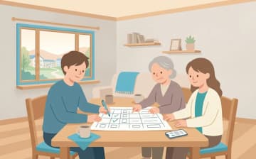 見学後に比較表を作る方法｜重要事項説明書と公的データで客観的に並べるを表すイラスト