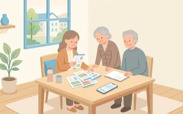 老人ホーム費用を抑える方法 — 公的な軽減制度・税の控除・施設選びで負担を下げるを表すイラスト