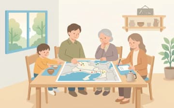兵庫県で老人ホームを探すときのポイントを表すイラスト