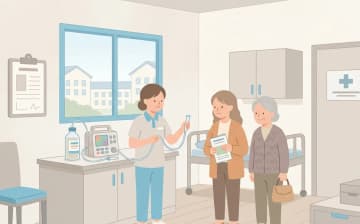 医療依存度が高い場合の入居条件｜たんの吸引・経管栄養と看護体制の確認ポイントを表すイラスト