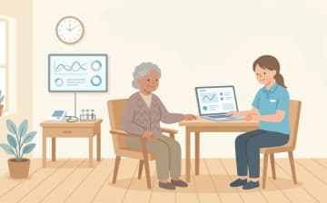 医療対応が必要な人の老人ホーム選び｜胃ろう・喀痰吸引・夜間の体制を確認するポイントを表すイラスト