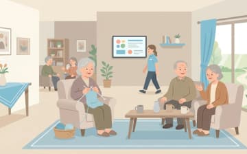 自立でも入れる老人ホーム｜種類と「要介護になったら」の確認ポイントを表すイラスト