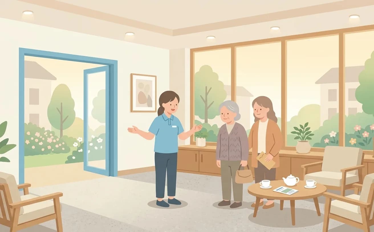 住宅型有料老人ホームとは｜介護付との違いと確認ポイントを表すイラスト