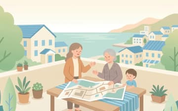 神奈川県で老人ホームを探すときのポイントを表すイラスト