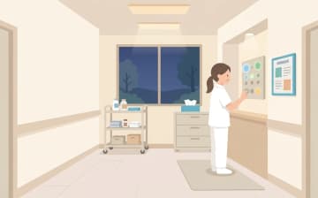 看護師がいる老人ホームの選び方｜夜間・医療的ケアまで確認する観点を表すイラスト
