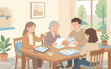 入居前に家族で決めておくこと｜老人ホーム選びの合意形成ガイドを表すイラスト
