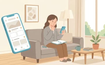 介護施設の口コミを見るときの注意点を表すイラスト
