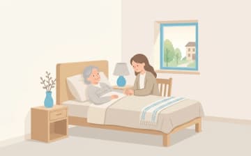 看取り対応できる老人ホーム｜最期まで過ごすために確認することを表すイラスト