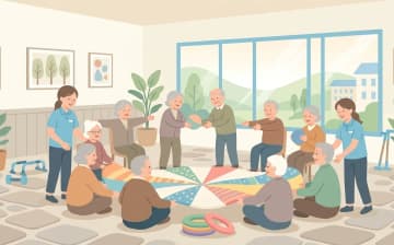 レクリエーションが充実した老人ホームの選び方｜日中の過ごし方を確認するポイントを表すイラスト