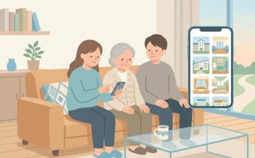 施設写真を見るときのポイントを表すイラスト