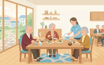 食事がおいしい老人ホームの見極め方を表すイラスト