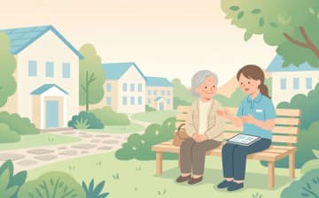 養護老人ホームとは｜特養との違い・対象・入り方をやさしく解説を表すイラスト