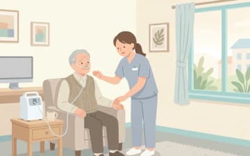 在宅酸素対応の老人ホームの探し方｜HOTの仕組みと確認ポイントを表すイラスト