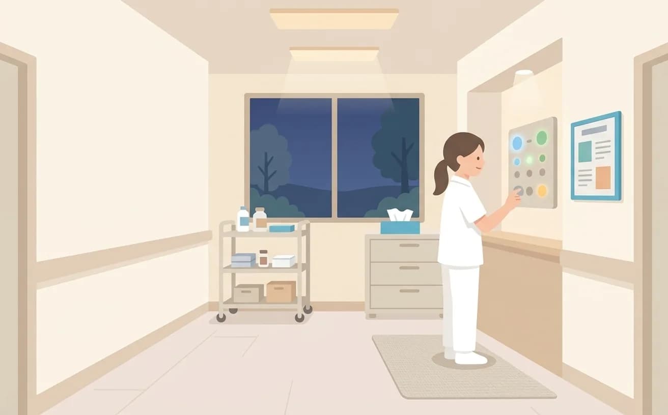 看護師がいる老人ホームの選び方|夜間・医療的ケアまで確認する観点を表すイラスト